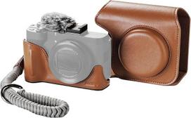 SMALLRIG "Canon PowerShot V1" nešiojamas apsauginis odinis dėklas + apverčiamasis dangtelis + riešo dirželis + kailio apsauga nuo vėjo (rudas) -5385
