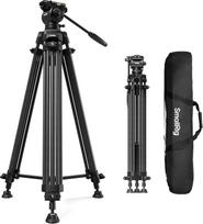 SMALLRIG 73 colių / 185 cm aukštos kokybės vaizdo įrašų trikojis iš anglies pluošto, maksimali apkrova 10 kg (22 svarai), kompaktiškas kelioninis trikojis, sveriantis tik 2,7 kg (6 svarai), sulankstyto trikojio aukštis 87 cm – 5441