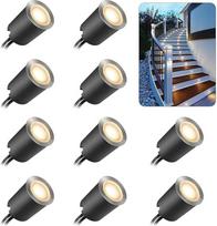 SMY 10 LED įleidžiamieji grindų prožektoriai, terasos įleidžiamieji prožektoriai, lauko apšvietimas, IP67 atsparumas vandeniui, 12 V, 0,6 W, skersmuo 32 mm, laiptams, medinėms terasoms, sodo ir terasos apšvietimui, 2800 K (su ES kištuku)