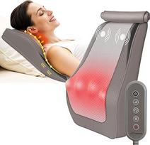 Snailax Shiatsu kaklo masažuoklis su šiluma ir vibracija, minkymo masažuoklis nugaros kaklo pečių, nugaros masažuoklis, masažinė pagalvė, dovanos vyrams moterims, smėlio spalvos