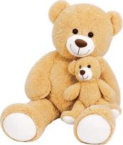 SNOWOLF „FamilyBears“ didelis pliušinis meškiukas – minkštas žaislas, skirtas vaikams ir merginoms (šviesiai rudos spalvos, 39 colių / 100 cm)