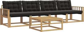 Sodo baldų komplektas iš akacijų medžio, modulinė lauko sofa su 4 sėdynėmis, sodo poilsio komplektas su stalu, tvirti, atmosferos poveikiui atsparūs terasos baldai, 79 x 79 x 37 cm
