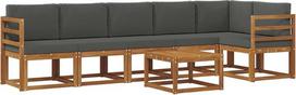 Sodo baldų rinkinys „Lounge“ iš akacijų medžio, modulinė lauko sofa su sėdėjimo pagalvėlėmis, 7 dalių rinkinys terasai ir sodui, natūralios ir antracito spalvos
