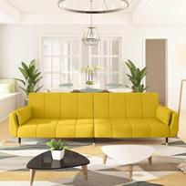 Sofa lova 2 sėdimos vietos su 2 pagalvėlėmis Geltonos spalvos aksomo sofos sofa gyvenamajam kambariui Miegamasis Butas Svečių kambarys Biuras