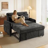Sofa lova 2 vietų maža sulankstoma sofa su miego funkcija, reguliuojamu atlošu, mobiliojo telefono laikikliu, USB įkrovimo prievadu, sofa lova, išskleidžiama sofa lova svetainei, miegamajam