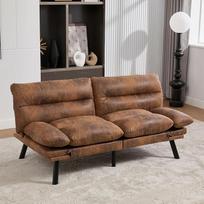 Sofa lova, sofa su miego funkcija, moderni šenilinė dvivietė ergonomiško dizaino, reguliuojamu atlošu ir porankiais, tinkama namams, biurui, mažiems kambariams (kava)