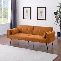 Sofa lova, sofa su miego funkcija, patogi šiuolaikinė 68 colių futoninė sofa, paverčiama lova, elegantiškas baldų futoninis komplektas, tinkantis butams, svečių kambariui ir svetainei (geltona)