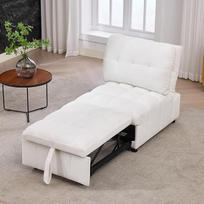 Sofa-lova su reguliuojamu atlošu, sofa su sėdynės gylio reguliavimu, ritininė, miegamoji kėdė, sofa, kušetė, audinys, balta, 192 x 68 x 52 cm