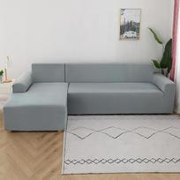 Sofos užvalkalas, elastingas, 1, 2, 3, 4 vietų, L/U formos kampinė sofa, universalus sofos užvalkalas, paprastas sofos užvalkalas, pagamintas iš „Milk Silk“ medžiagos, atsparus įbrėžimams, apsauginis užvalkalas nuo kačių, šunų ir vaikų, pilkos spalvos, 1–