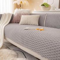 Sofos užvalkalas, kampinė sofa, aksominis sofos užvalkalas, aksominis L formos sofos užvalkalas, trisėdė aksominė sofa su trimatės žakardo tekstūros, šiltas, neslystantis sofos apsauginis užvalkalas, minkštas, odai draugiškas, pilkos spalvos, 70 x 70 cm