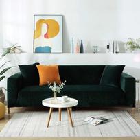 Sofos užvalkalas, sofos apsauga, kampinė sofa, L formos, elastingas, pliušinis sofos užvalkalas, tinka visoms sezonams, universalus sofos užvalkalas 1/2/3/4 vietų sofoms, žalia spalva, 2 vietų (145–185 cm)