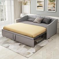 Sofos-lovos su miego funkcija, išskleidžiama sofa-lova 90/180 x 200 cm su groteliniu rėmu, sofa-lova svetainei, dienos lova, išskleidžiama, pagaminta iš odai draugiško aksomo audinio, be čiužinio (pilka)