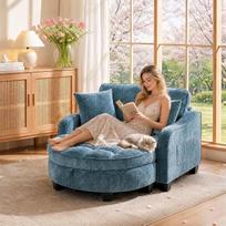 Sofos-lova, nuolatinė miegamoji vieta, svetainės sofa su daiktų laikymo vieta, taburetė, sulankstoma sofa | Funkcinė sofa „2-in-1“ – sofa-lova, pagaminta iš eukalipto medžio, taupanti vietą mažame miegamajame ar darbo kambaryje, minkštieji baldai, mėlyna
