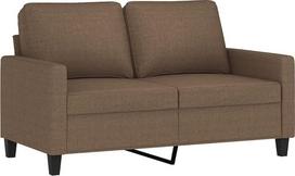 Sofų komplektas, 2 dalių, rudos spalvos audinys, su pagalvėlėmis | Dvivietė sofa, 138 cm, trivietė sofa, 198 cm, faneros ir metalo rėmas, putoplastas