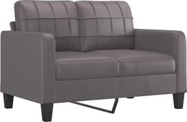 Sofų komplektas, 3 dalių, pilkos spalvos, dirbtinė oda, su pagalvėlėmis | 2-vietė sofa 158 cm, 1 pėdų pufas, faneros ir metalo karkasas, patogi sėdimoji dalis