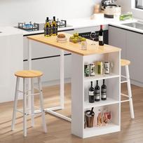 SogesHome Baro stalas Bistro stalo komplektas su 2 kėdėmis Virtuvės valgomojo stalas su 3 laikymo skyriais Konsolė koridoriui Valgomasis kambarys Svetainė 120 x 55 x 100 cm