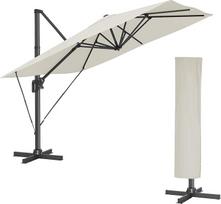 SONGMICS GPU039M01 skėtis 290 x 290 cm, sodo skėtis, UV apsauga UPF 50+, pasukamas 360°, reguliuojamas pakreipimo kampas, su stovu, tvirtinimo diržais ir apsauginiu maišu, smėlio spalvos