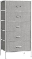 SONGMICS LTS815W01 komoda su 5 audiniu apvilktomis stalčiais, 40 x 60 x 120 cm, šiuolaikinio stiliaus, balta/šviesiai pilka