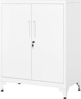 SONGMICS OMC013W01 Daugiafunkcinė biuro spinta su 2 durelėmis, rakinama plieninė spinta, skirta darbo kambariui ir svetainei, matinė balta