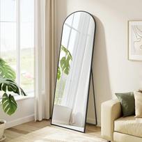 SONGMICS pilno ilgio veidrodis 150x40 cm arkinis stovintis veidrodis Aliuminio lydinio rėmas Grūdintas stiklas Miegamojo kambario spinta Tušinukai Juoda LFM035B01