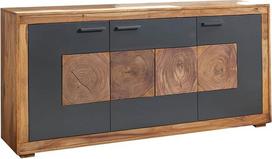 Šoninė spintelė iš šišamo ir akacijos, 170×40×82, beicuota „Turin“ Nr. 09, šiuolaikinė ruda