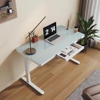 SONNI elektrinis reguliuojamo aukščio stalas, 120 x 60 cm, atnaujintas variklis su atminties funkcijomis, USB ir C tipo įkrovimo prievadas, daiktadėžė, stovimas stalas namų biurui, baltas, 70 kg apkrova