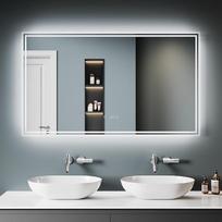 SONNI Vonios veidrodis su apšvietimu, 120 x 70 cm, 5.0 "Bluetooth" ir laikrodžio ekranas, nuo rūko apsaugotas LED vonios veidrodis, LED veidrodis su 3 reguliuojamomis šviesos spalvomis, sieninis veidrodis su 2 jutikliniais jungikliais