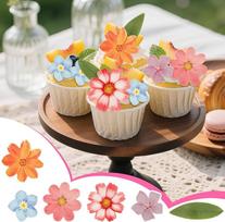 Spalvingos gėlės torto apdailai Valgomos gėlės Valgomos gėlės Cupcake Toppers Drugeliai Valgomi popieriniai žiedai Torto apdaila Vestuvės Valgomas popierius Torto apdaila Cupcake Pack of 50