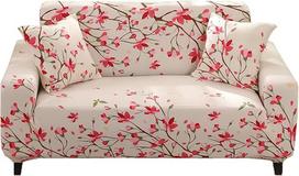 Spausdintas sofos užvalkalas, elastingas sofos apsaugalas, skirtas 3-vietei sofai, su 1 pagalvės užvalkalu („Peach Blossom Loveseat“)