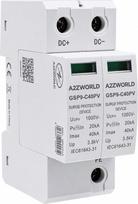 SPD viršįtampių ribotuvas, nuolatinė srovė 1000 V, 2 tipo, T2, 40 kA, 2P, 2 moduliai, DIN 3,5 kV, IP20, skirtas fotovoltinėms sistemoms, atitinkantis IEC 61643-31 standartą