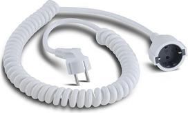 Spiralinis prailginimo laidas, 2 m, baltas spiralinis laidas, IP 20