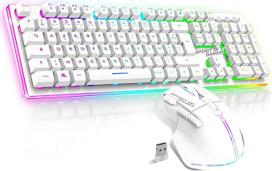 Spirit of Gamer x MK600 belaidė žaidimų klaviatūra balta įkraunama RGB | Prancūziškas AZERTY išdėstymas su apšvietimu | Pusiau mechaninė žaidimų klaviatūra | Belaidė pelė 4800 DPI |