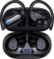 Sportinės „Bluetooth“ ausinės su ausų kabliukais, triukšmo slopinimo (ANC) ir skaidrumo režimais, 96 valandų veikimo trukme, ENC mikrofonu, IPX7 atsparumu vandeniui – į ausį įdedamos ausinės su patikimu tvirtinimu, skirtos bėgimui, sportui ir kelionėms į