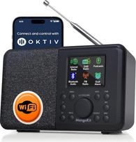 SR10 internetinis radijas su DAB/DAB+, "WiFi" radijas su "Podcast" grotuvu, išmanusis DAB radijas su "Bluetooth", FM radijas, virtuvės radijas su maitinimo šaltiniu ir akumuliatoriumi, spalvotas ekranas, dvigubas žadintuvas, iš anksto nustatytų nustatymų