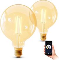 SSC-LUXon 2 išmaniųjų E27 "Vintage Globe Filament" LED lempos, suderinamos su "Alexa" ir "Google", pakuotė - WLAN lemputė, reguliuojama CCT 2200-5500K