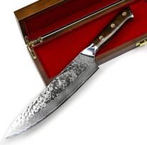 Stallion Damascus Knife Ironwood didelis virėjo peilis - 22 cm - Damasko plieno peilis su geležine rankena