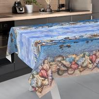 Stalo staltiesė iš aliejinės drobės, skalbiama, aliejinė drobė, sodo staltiesė, lauke, viduje, 240 x 140 cm, neapdirbti kraštai, „Fisherman’s Shore“