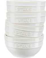 STAUB Ceramique 400 ml baltos keraminės dubenėlės javainiams, patiekalams ir desertams, 4 vnt. rinkinys, 12 cm