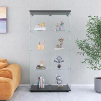 Stiklinė vitrina su 4 lentynomis, 2 durimis ir spyna, skirta kolekcionieriams, 80 x 36 x 164 cm, vitrina miegamajam, svetainei, juodos spalvos