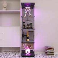 Stiklinė vitrina, stiklinė vitrina, 4 lygiai, spinta su užraktu, vitrina, LED vitrina, stiklinė vitrina kolekcijai, su durelėmis, baldai, vitrina, gyvenamoji