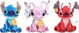STITCH Lilo ir Stitch - 3 minkštų žaislų pakuotė 11'41"/29cm, Angelas ir Leroy (mėlynas, rožinis ir raudonas) su garsu, itin minkšta kokybė