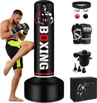 Stovintis bokso maišas suaugusiems, 180 cm, su bokso pirštinėmis ir pompa, stovintis bokso maišas, skirtas MMA ir kikbokso treniruotėms