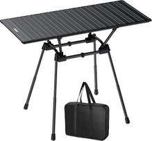 Stovyklavimo stalas sulankstomas aliuminis 88 x 40 cm (ilgis x plotis) su 4 reguliuojamais aukščiais 51/63/67/71 cm, susukamas stalviršio grilio stalas nešiojamas, idealiai tinka sodo kepsniams kepti keliaujant lauke ir viduje (juodas)