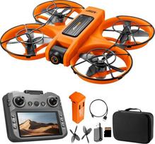 Suaugusiems skirtas dronas su 4,9 colio ekrano nuotolinio valdymo pultu, dviem HD kameromis, bešepetės varikliu, 360° apsisukimais, optiniu srauto stabilizavimu, 15 minučių skrydžio trukme, atsparumu vėjui, skirtas pradedantiesiems