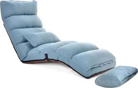 Sulankstoma grindų sofa, kelių padėčių reguliuojamas gultas su reguliuojamu atlošu ir pagalvėle, nuimama sulankstoma sofa-lova svetainei ir miegamajam (ežero mėlyna)