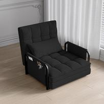 Sulankstoma sofa-lova su reguliuojama nugaros pagalvėle, viengulė, skaitymo sofa-kėdė su miego funkcija ir laikymo krepšiu, tinkama svetainei, kambariui, miegamajam (juoda)