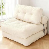 Sulankstoma sofa lova, sulankstoma sofa kėdė su pagalvėle, 3-in-1 sofa lova, čiužinys su nugaros atrama, nešiojama kėdė lova, patogi sofa miegamajam, svetainei (smėlio spalvos)