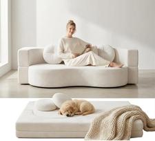 Sulankstoma sofos-lova „Boneless Couch“ su nuimamais ir skalbiamais apvalkalais – nereikia surinkti, balta