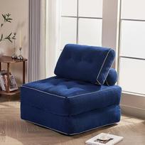Sulankstoma „4-in-1“ sofa-lova, sėdimoji pūslė, atlošiamas krėslas, žaidimų sofa, lova/svečių lova, fotelis, skirta mažoms erdvėms, miegamiesiems ir svetainėms, tamsiai mėlyna, 89,9 cm