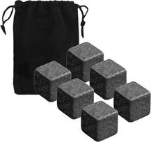 SULIUDAJI Pack of 6 Marble Whisky Stones, Premium Whiskey Rocks, Cooling Stones with Special Storage Bag, Natural Reusable Ice Cubes